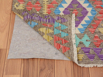 Purple 2'8" x 3'10" Flatweave / Kilim Hand woven Wool Rug - Sku: O057545