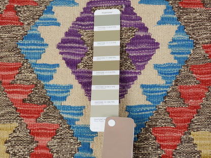 Purple 2'8" x 3'10" Flatweave / Kilim Hand woven Wool Rug - Sku: O057545