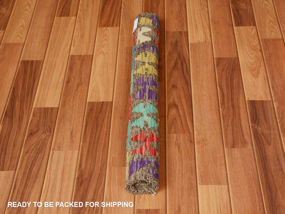 Purple 2'8" x 3'10" Flatweave / Kilim Hand woven Wool Rug - Sku: O057545