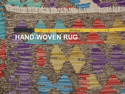 Purple 2'8" x 3'10" Flatweave / Kilim Hand woven Wool Rug - Sku: O057545