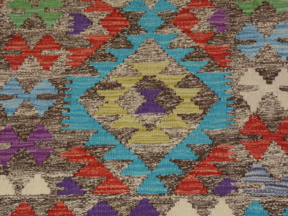 Brown 2'7" x 3'10" Flat Weave Hand woven Wool Rug - Sku: O057547