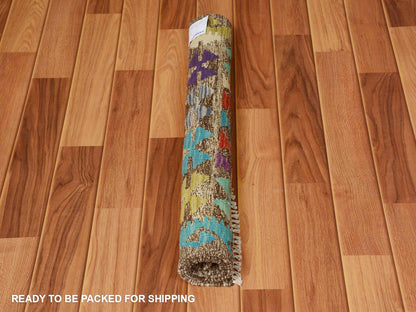 Brown 2'7" x 3'10" Flat Weave Hand woven Wool Rug - Sku: O057547