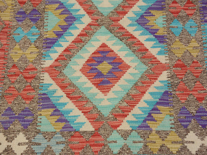 Multicolored 3'0" x 4'0" Flatweave / Kilim Hand woven Wool Rug - Sku: O057572