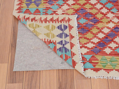 Ivory 2'10" x 4'2" Flat Weave Hand woven Wool Rug - Sku: O057597