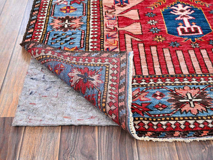 Ersari Kazak hand-knotted wool rug in Pink & Light Blue, 6' x 8'2" — SKU O0575 (view 5)