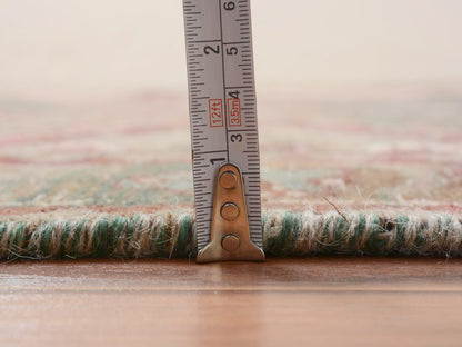 Green 3'7" x 12'3" Vintage Hand knotted Wool Rug - Sku: O057646