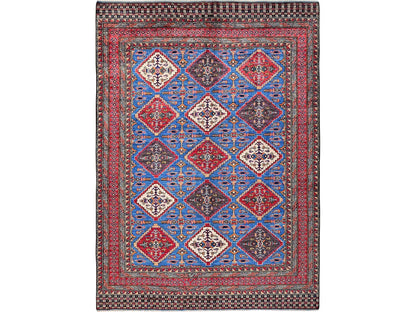 Blue 6'1" x 8'6" Kazak Hand knotted Wool Rug - Sku: O0577
