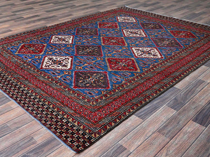 Blue 6'1" x 8'6" Kazak Hand knotted Wool Rug - Sku: O0577