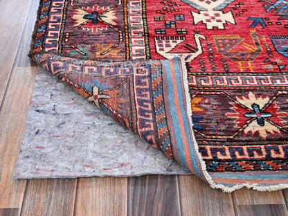 Ersari Kazak hand-knotted wool rug in Multicolored & Brown, 6'2" x 8'3" — SKU O0578 (view 5)
