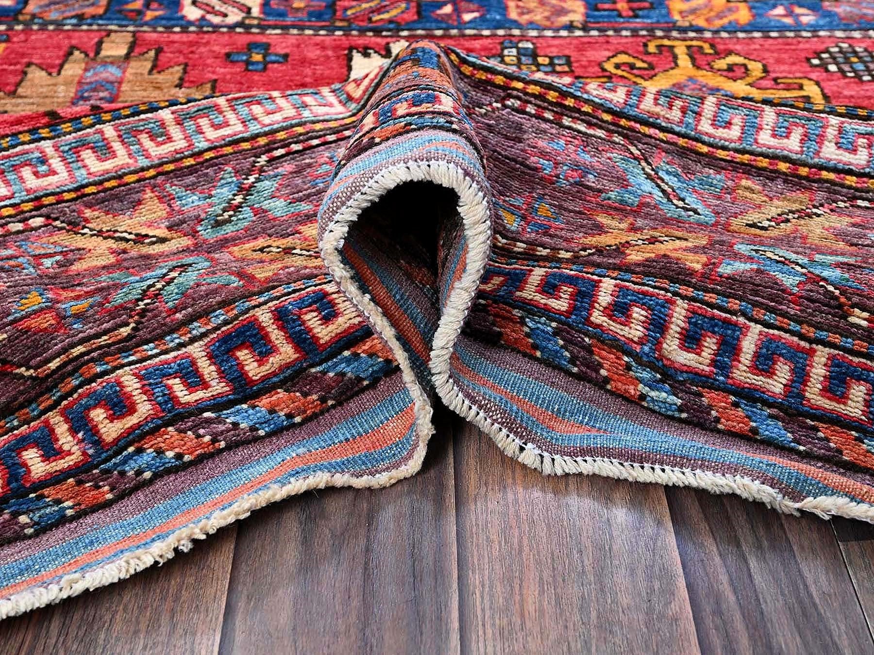 Ersari Kazak hand-knotted wool rug in Multicolored & Brown, 6'2" x 8'3" — SKU O0578 (view 6)
