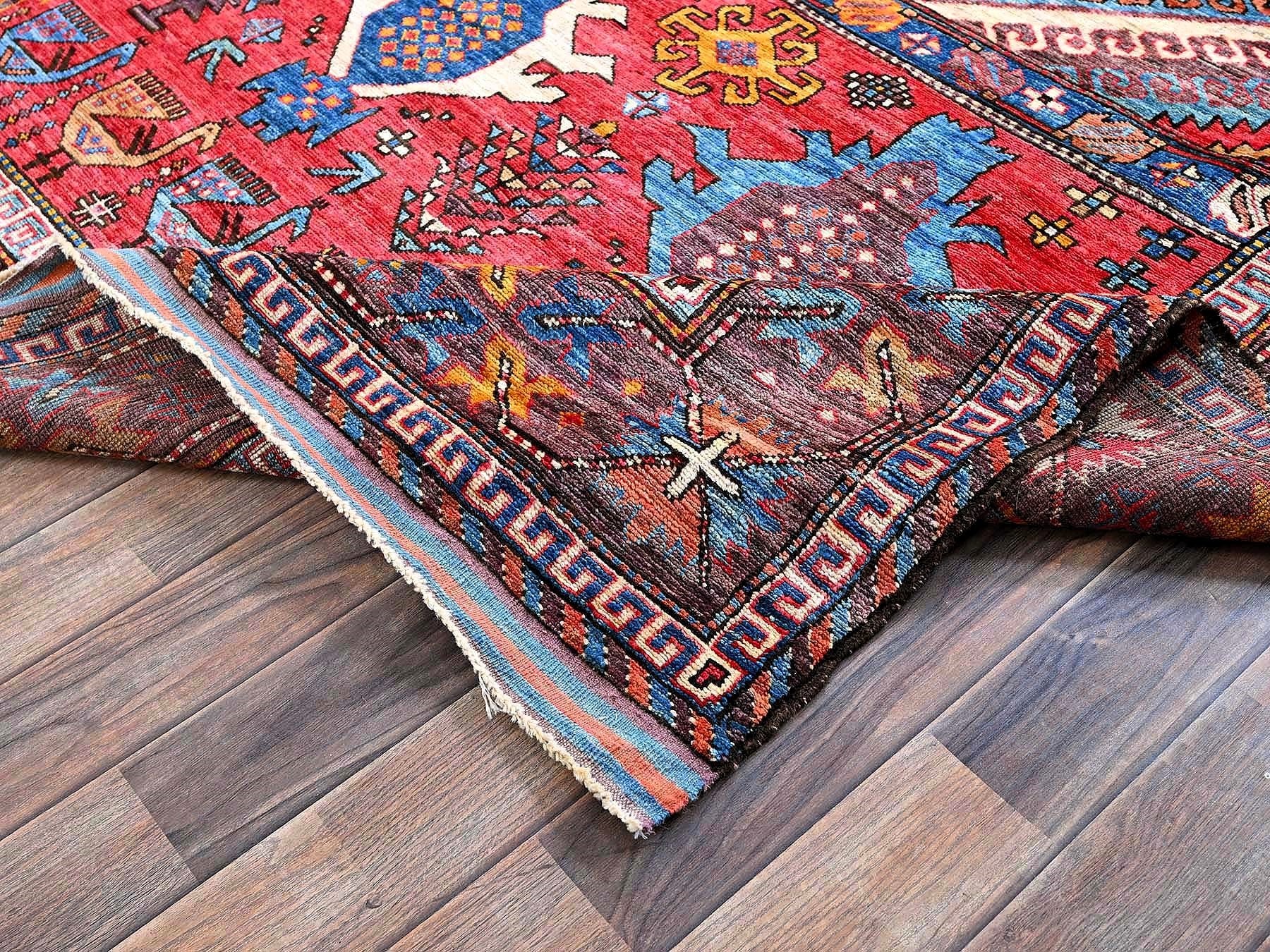 Ersari Kazak hand-knotted wool rug in Multicolored & Brown, 6'2" x 8'3" — SKU O0578 (view 7)