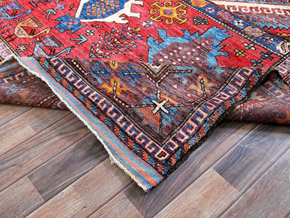 Ersari Kazak hand-knotted wool rug in Multicolored & Brown, 6'2" x 8'3" — SKU O0578 (view 7)