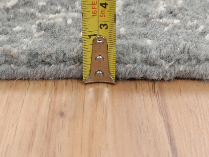 Grey 2'5" x 12'2" Modern / Contemporary Handloom Wool/Silk Rug - Sku: O058001