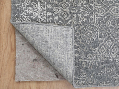 Grey 2'5" x 12'1" Modern / Contemporary Handloom Wool/Silk Rug - Sku: O058003