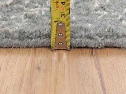 Grey 2'5" x 12'1" Modern / Contemporary Handloom Wool/Silk Rug - Sku: O058003