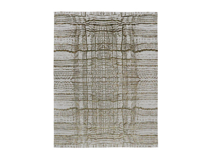 Grey 9'0" x 11'7" Modern / Contemporary Handloom Wool/Silk Rug - Sku: O058020