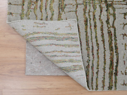 Grey 9'0" x 11'7" Modern / Contemporary Handloom Wool/Silk Rug - Sku: O058020