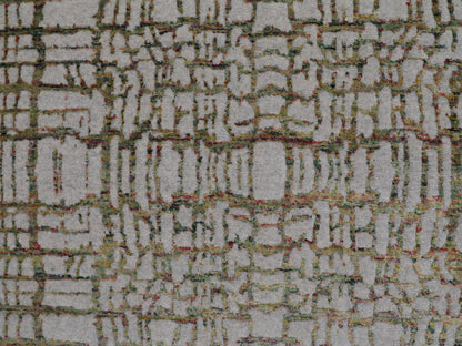 Grey 9'0" x 11'7" Modern / Contemporary Handloom Wool/Silk Rug - Sku: O058020