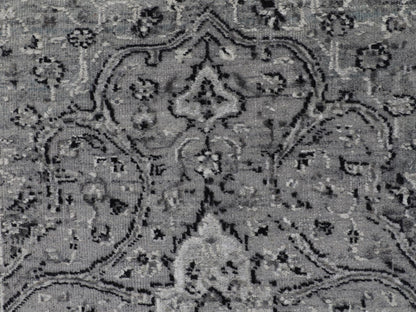 Transitional hand-knotted wool/silk runner in Gray, 2'10" x 8' — SKU O058022 (view 5)