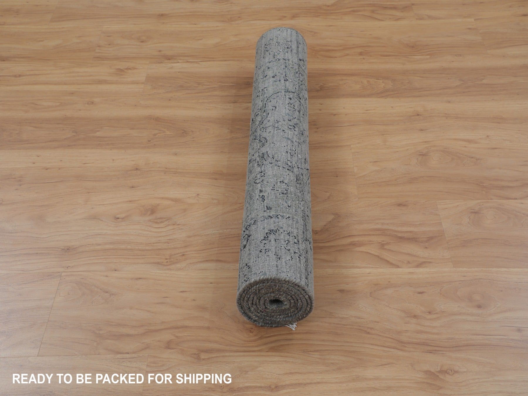 Transitional hand-knotted wool/silk runner in Gray, 2'10" x 8' — SKU O058022 (view 6)
