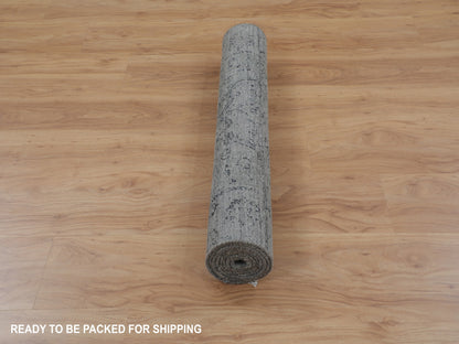 Transitional hand-knotted wool/silk runner in Gray, 2'10" x 8' — SKU O058022 (view 6)