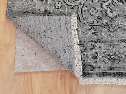 Grey 3'1" x 5'1" Transitional Hand knotted Wool/Silk Rug - Sku: O058104