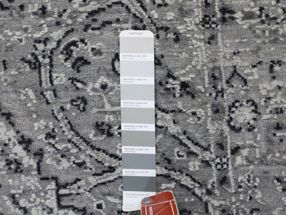 Grey 3'1" x 5'1" Transitional Hand knotted Wool/Silk Rug - Sku: O058104