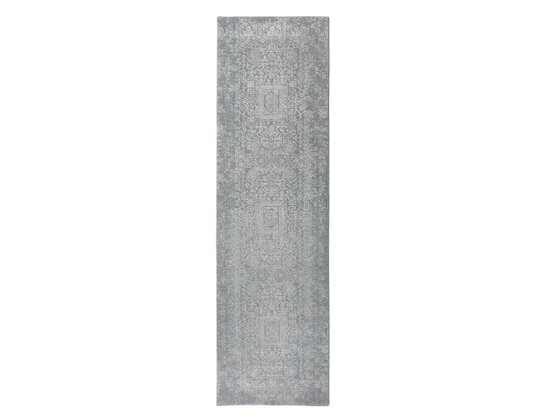 Gray 2'5" x 10'2" Modern / Contemporary Handloom Wool/Silk Rug - Sku: O058105