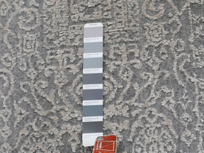 Grey 2'5" x 10'2" Modern / Contemporary Handloom Wool/Silk Rug - Sku: O058105