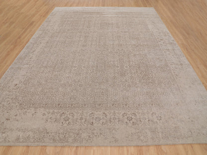 Modern / Contemporary hand-knotted wool/silk rug in Beige, 11'8" x 14'8" — SKU O058113 (view 2)