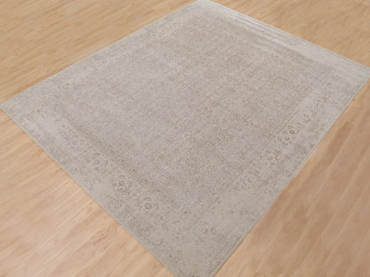 Modern / Contemporary hand-knotted wool/silk rug in Beige, 11'8" x 14'8" — SKU O058113 (view 3)