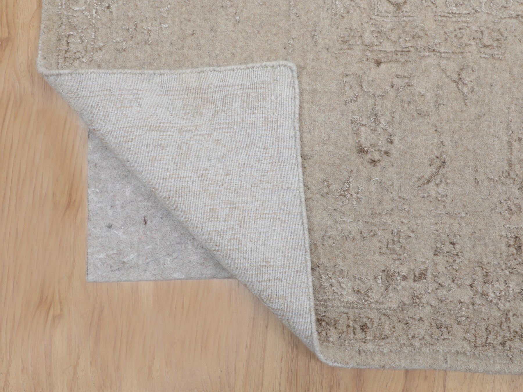Modern / Contemporary hand-knotted wool/silk rug in Beige, 11'8" x 14'8" — SKU O058113 (view 4)