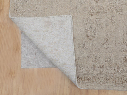 Modern / Contemporary hand-knotted wool/silk rug in Beige, 11'8" x 14'8" — SKU O058113 (view 4)