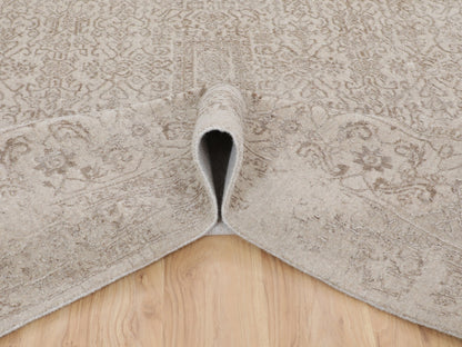 Modern / Contemporary hand-knotted wool/silk rug in Beige, 11'8" x 14'8" — SKU O058113 (view 5)