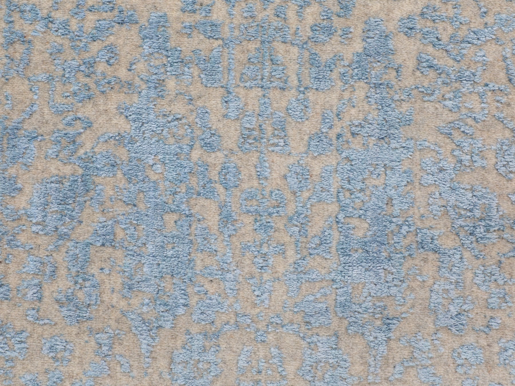 Transitional hand-knotted wool/silk runner in Blue, 2'5" x 8' — SKU O058116 (view 5)
