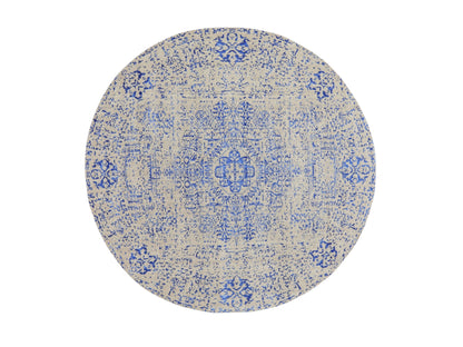 Blue 8'0" x 8'0" Mamluk Handloom Wool/Silk Rug - Sku: O058118