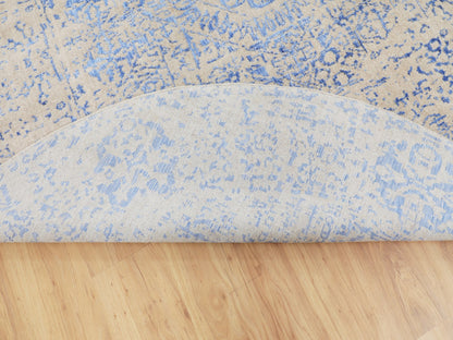 Blue 8'0" x 8'0" Mamluk Handloom Wool/Silk Rug - Sku: O058118