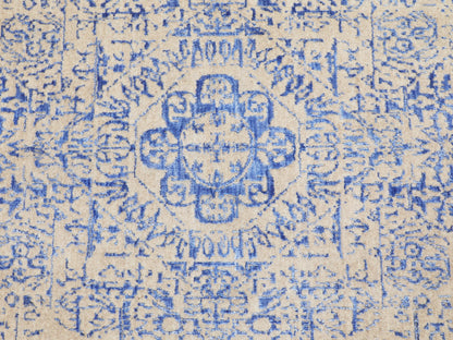 Blue 8'0" x 8'0" Mamluk Handloom Wool/Silk Rug - Sku: O058118