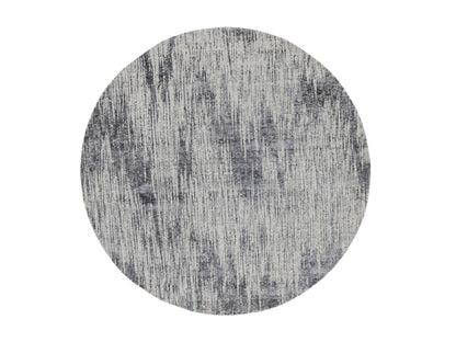 Grey 7'9" x 7'9" Modern / Contemporary Handloom Wool/Silk Rug - Sku: O058119