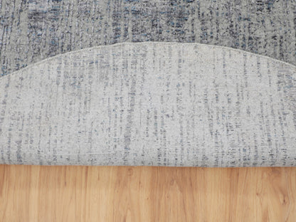 Grey 7'9" x 7'9" Modern / Contemporary Handloom Wool/Silk Rug - Sku: O058119