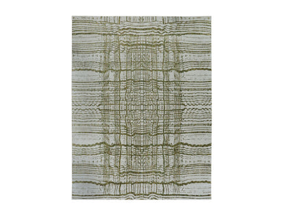 Grey 11'9" x 14'8" Modern / Contemporary Handloom Wool/Silk Rug - Sku: O058126