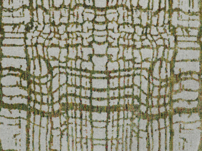 Grey 11'9" x 14'8" Modern / Contemporary Handloom Wool/Silk Rug - Sku: O058126