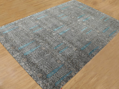 Transitional hand-knotted wool/silk rug in Brown, 12' x 17'9" — SKU O058142 (view 3)