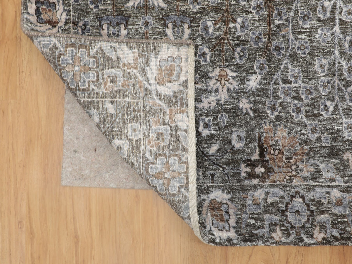 Transitional hand-knotted wool/silk rug in Brown, 12' x 17'9" — SKU O058142 (view 4)