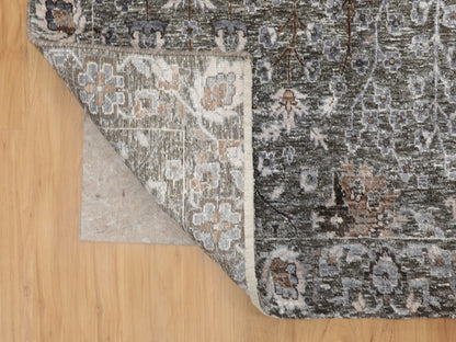 Transitional hand-knotted wool/silk rug in Brown, 12' x 17'9" — SKU O058142 (view 4)