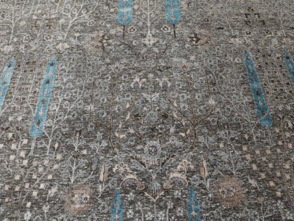 Transitional hand-knotted wool/silk rug in Brown, 12' x 17'9" — SKU O058142 (view 8)