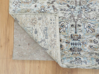 Ivory 2'6" x 6'2" Transitional Hand knotted Wool/Silk Rug - Sku: O058143