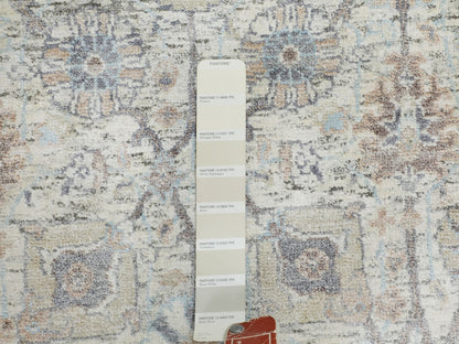 Ivory 2'6" x 6'2" Transitional Hand knotted Wool/Silk Rug - Sku: O058143