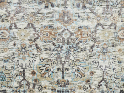 Ivory 2'6" x 6'2" Transitional Hand knotted Wool/Silk Rug - Sku: O058143