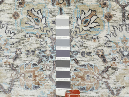 Ivory 2'6" x 6'2" Transitional Hand knotted Wool/Silk Rug - Sku: O058150
